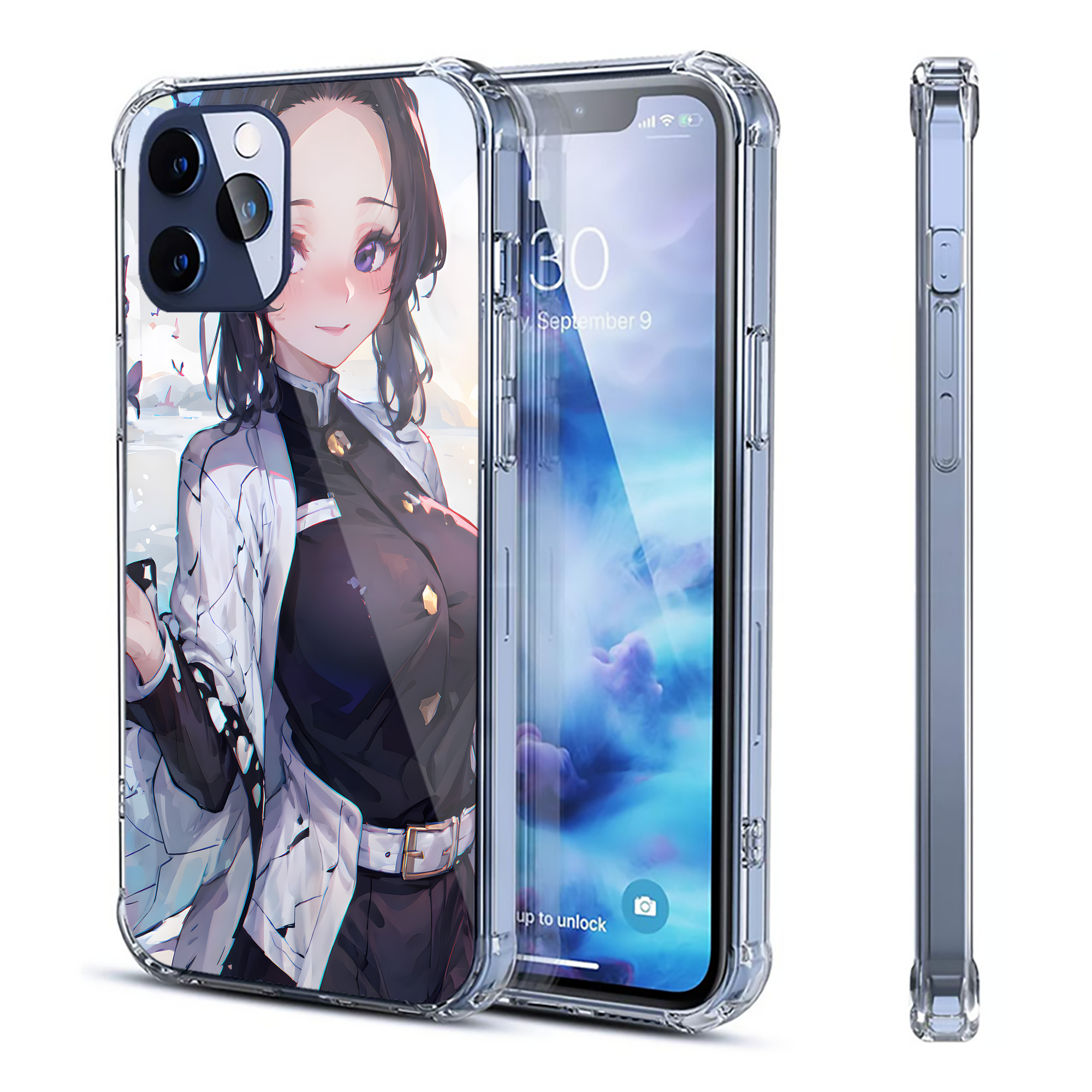 （画像用） 鬼滅の刃（きめつのやいば）蟲柱-胡蝶 しのぶ／こちょう しのぶ Kochou Shinobu 【iPhone 12シリーズ対応】透明スマホケース（クリアソフトケース）